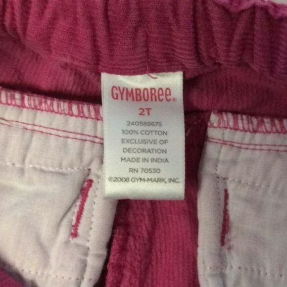 Gymboree Girls Pink Bell bottoms Floral Elastic Pullon Corduroy Pants Size 2T - Picture 6 of 8